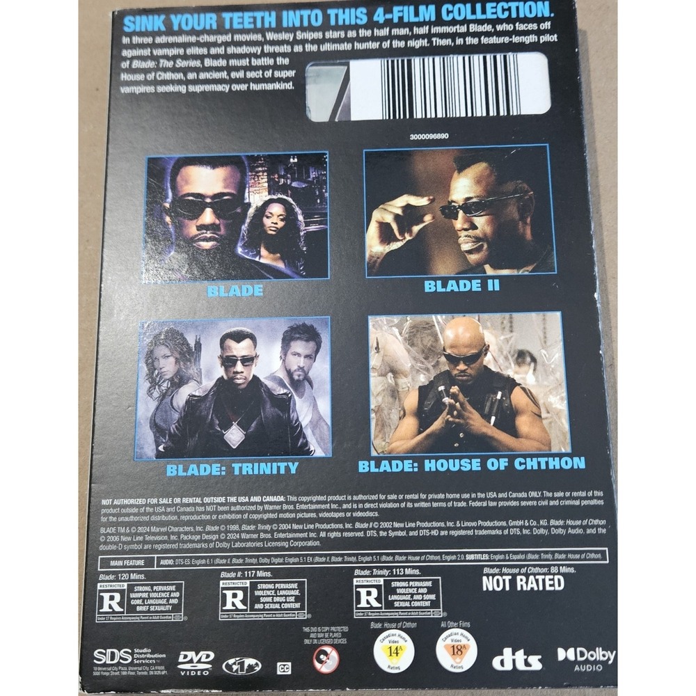 Blade 4-Film Collection DVD New Sealed Glow In The Dark Slipcover Wesley Snipes - Picture 2 of 4